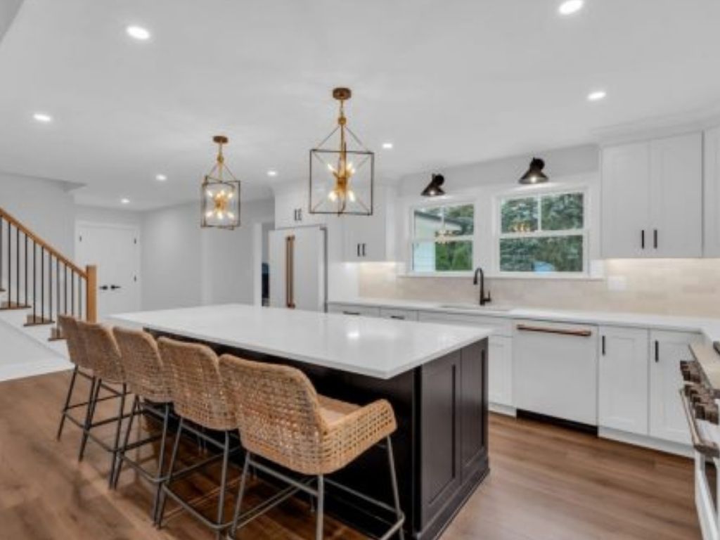 Kitchen remodel by a design build contractor in New Jersey featuring custom cabinetry and modern finishes.